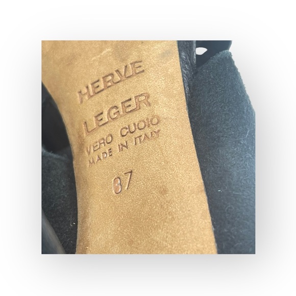 Herve Leger 𖤐 Platform Suede Leather Stiletto Heel Ankle Booties 𖤐 Black 37 7 - Picture 15 of 17